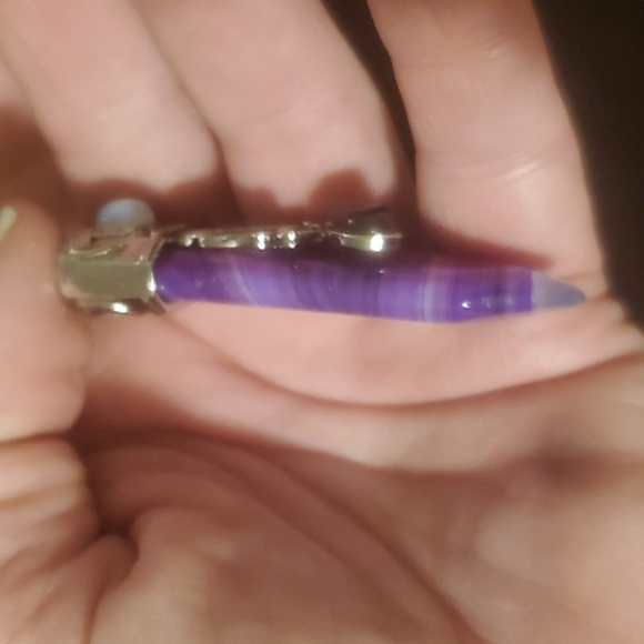 New Inverted Purple Striped Agate with Opalite Magical Pendant Healing Sword. - Picture 8 of 11